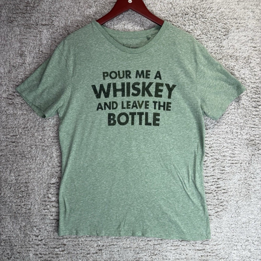 Lucky Brand T-shirt Men's Medium Mint Green Whiskey Tee Men's‎ Funny